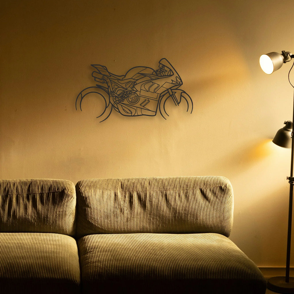 2024 Ducati Panigale V4 Bagnaia Classic Motorcycle Silhouette Metal Wall Art - Tinvibe