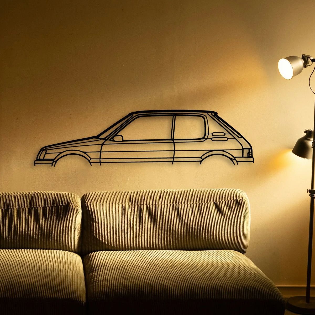 205 GTI 2 Classic Silhouette Metal Wall Art - Tinvibe
