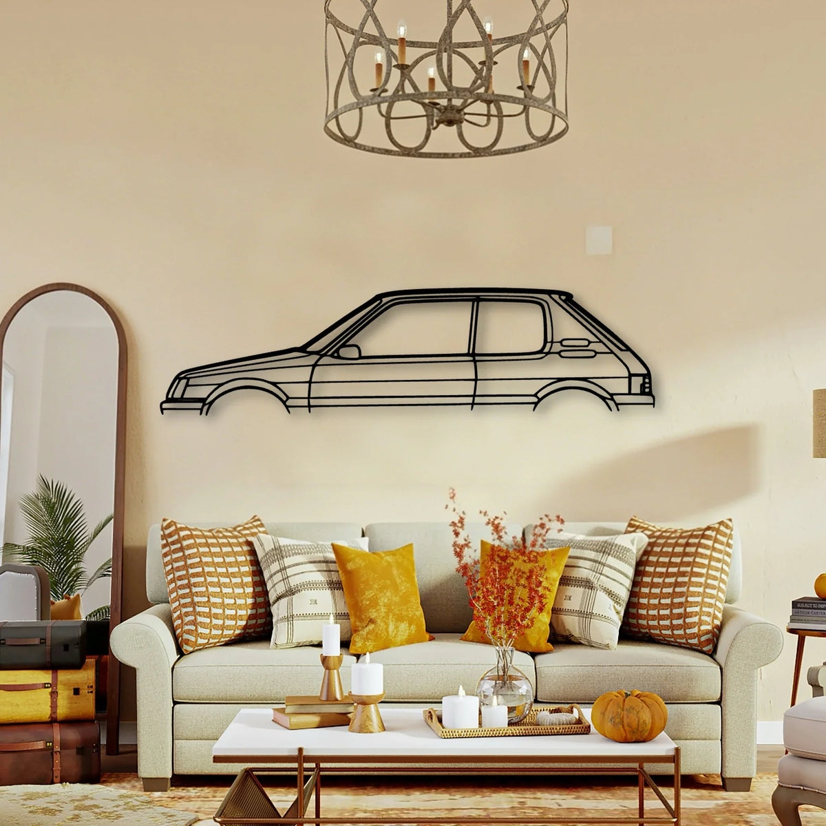 205 GTI 2 Classic Silhouette Metal Wall Art - Tinvibe