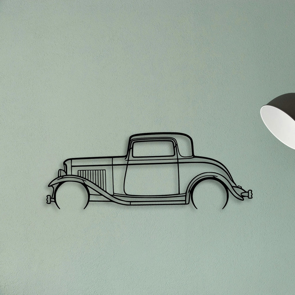 3 Window Coupe 1932 Classic Silhouette Metal Wall Art - Tinvibe