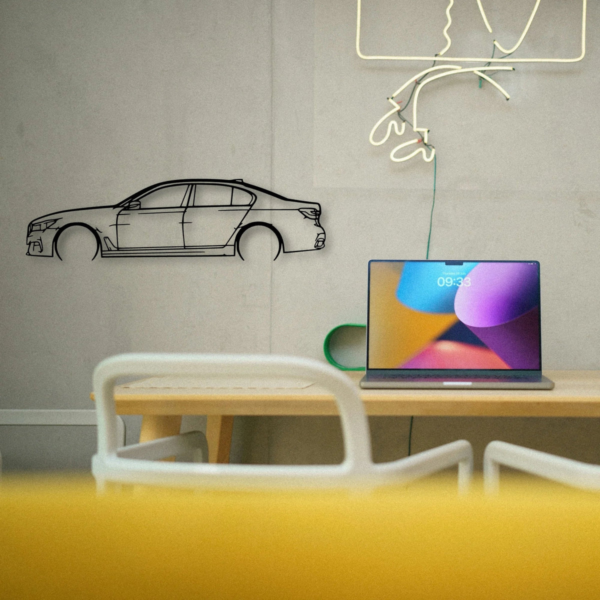 750i G12 2 Classic Silhouette Metal Wall Art - Tinvibe