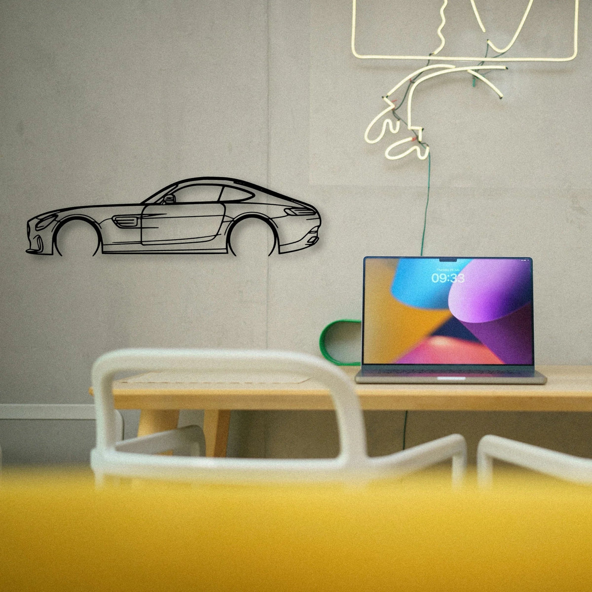 AMG GTS 2016 Classic Silhouette Metal Wall Art - Tinvibe