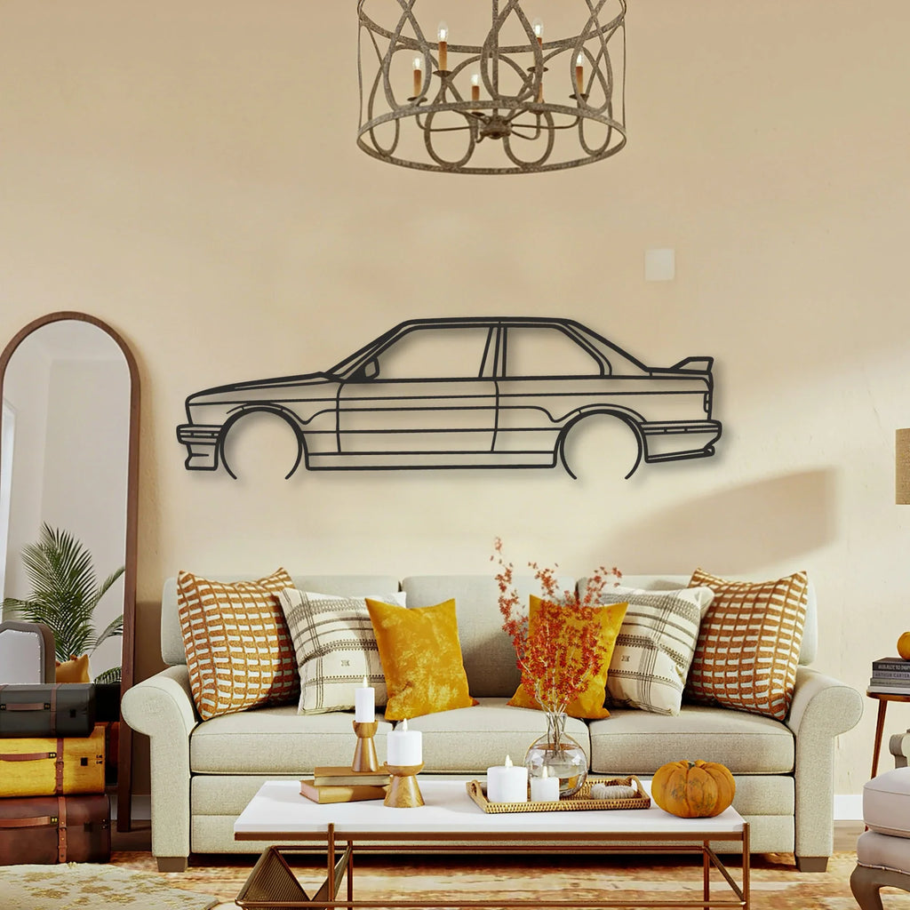 BMW E30 M3 Classic Silhouette Metal Wall Art - Tinvibe