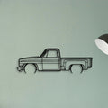 C10 Stepside 1987 Classic Silhouette Metal Wall Art - Tinvibe