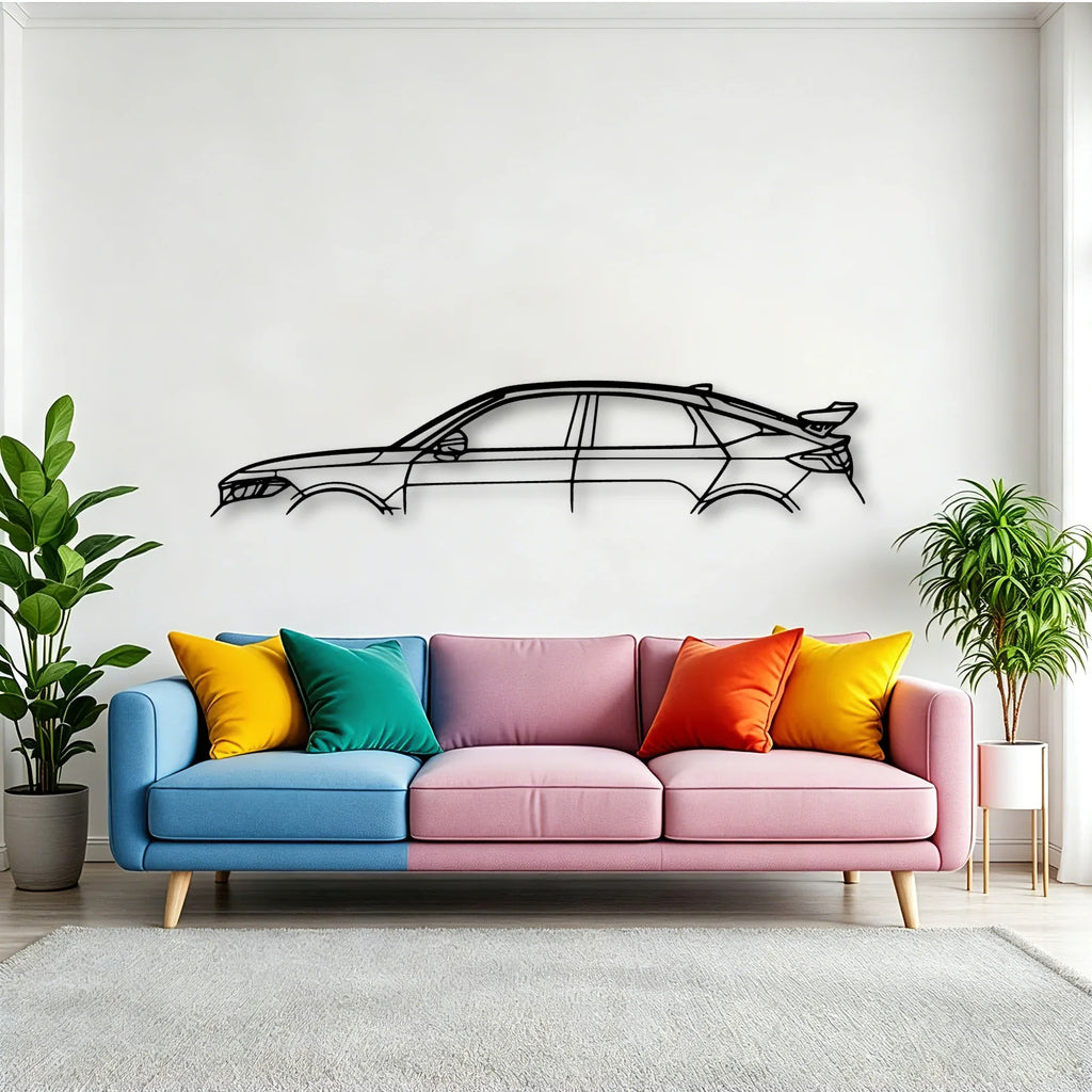 Civic Type R 2023 Classic Silhouette Metal Wall Art - Tinvibe