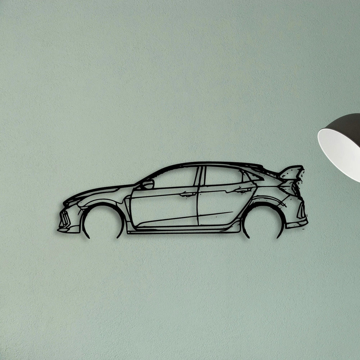Civic Type R FK8 2 Classic Silhouette Metal Wall Art - Tinvibe