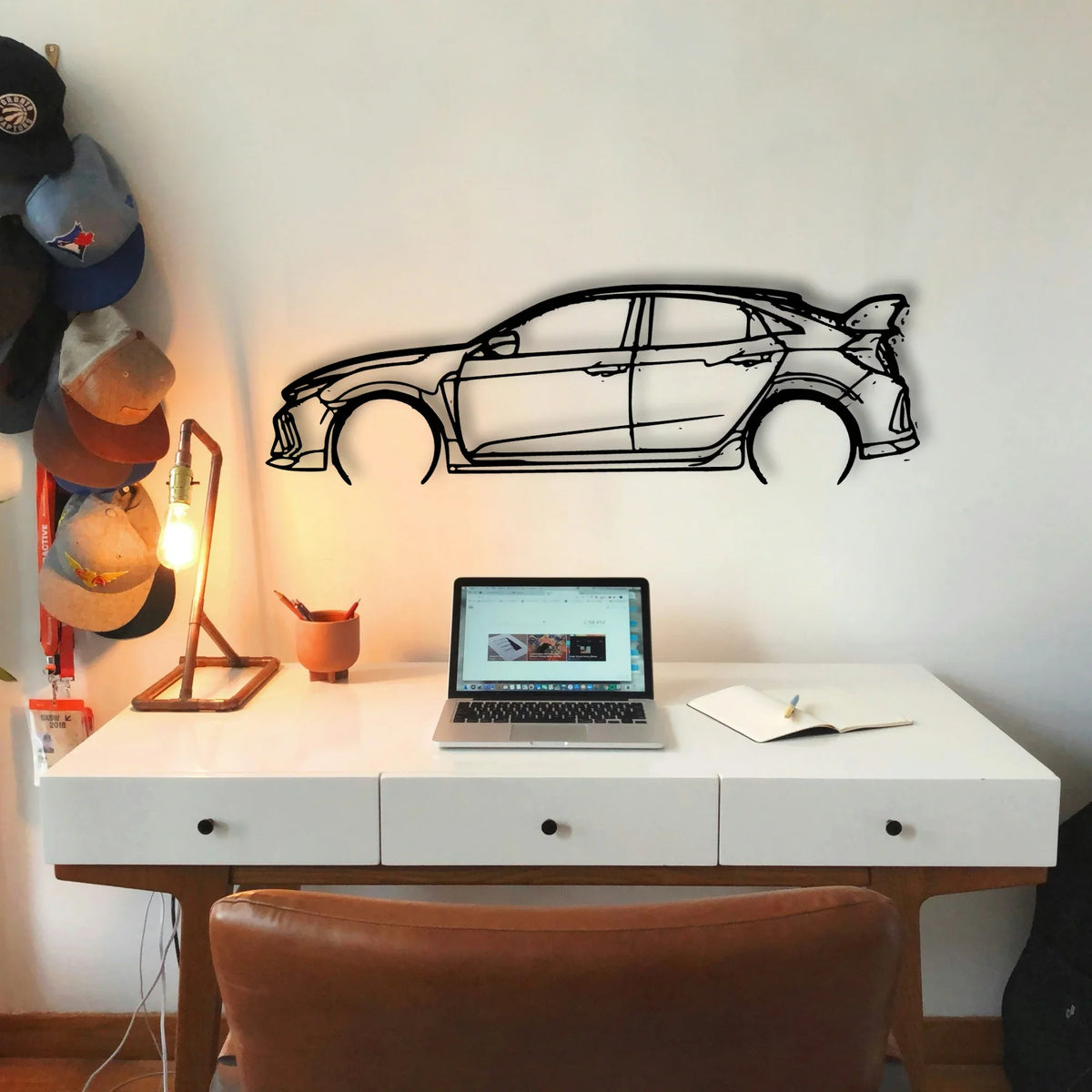 Civic Type R FK8 2 Classic Silhouette Metal Wall Art - Tinvibe