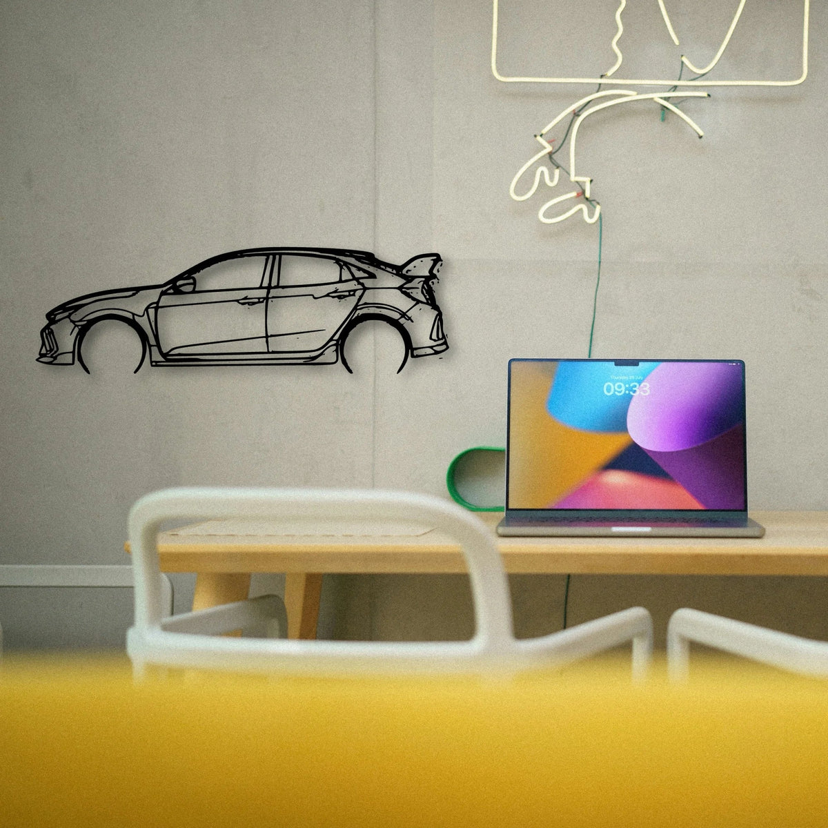 Civic Type R FK8 2 Classic Silhouette Metal Wall Art - Tinvibe