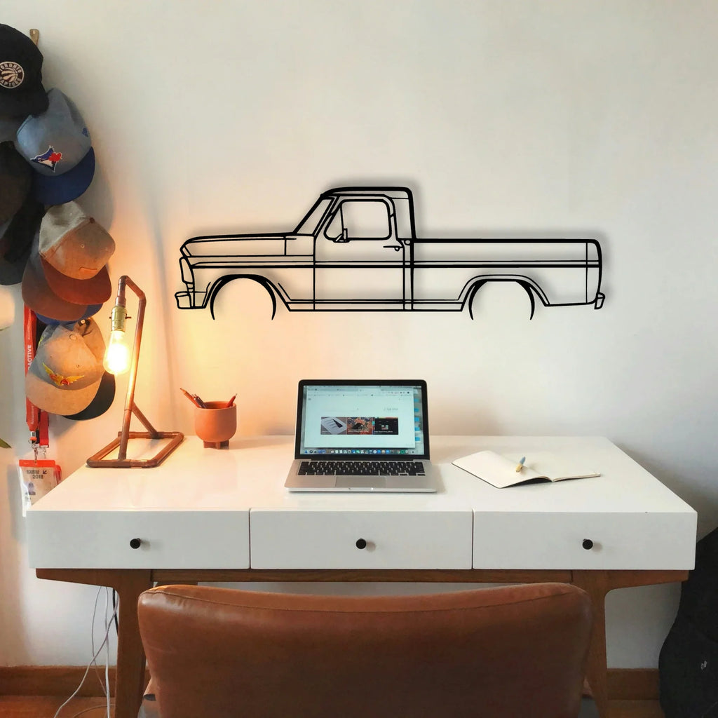 F 100 1969 Classic Silhouette Metal Wall Art - Tinvibe