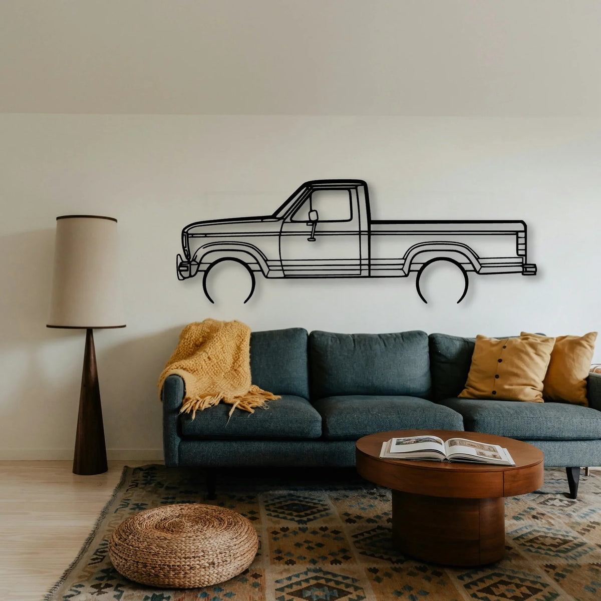 F 150 XLT 1986 Classic Silhouette Metal Wall Art - Tinvibe