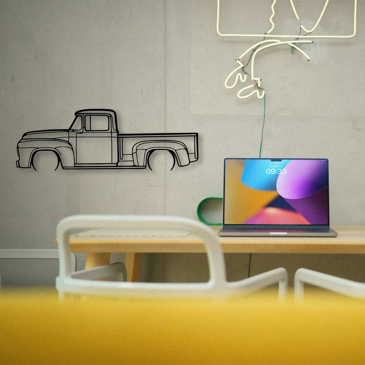F100 1956 Classic Silhouette Metal Wall Art - Tinvibe