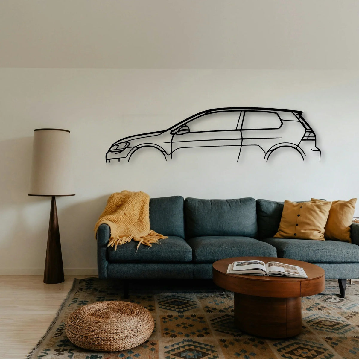 Golf R MK7 2D Classic Silhouette Metal Wall Art - Tinvibe