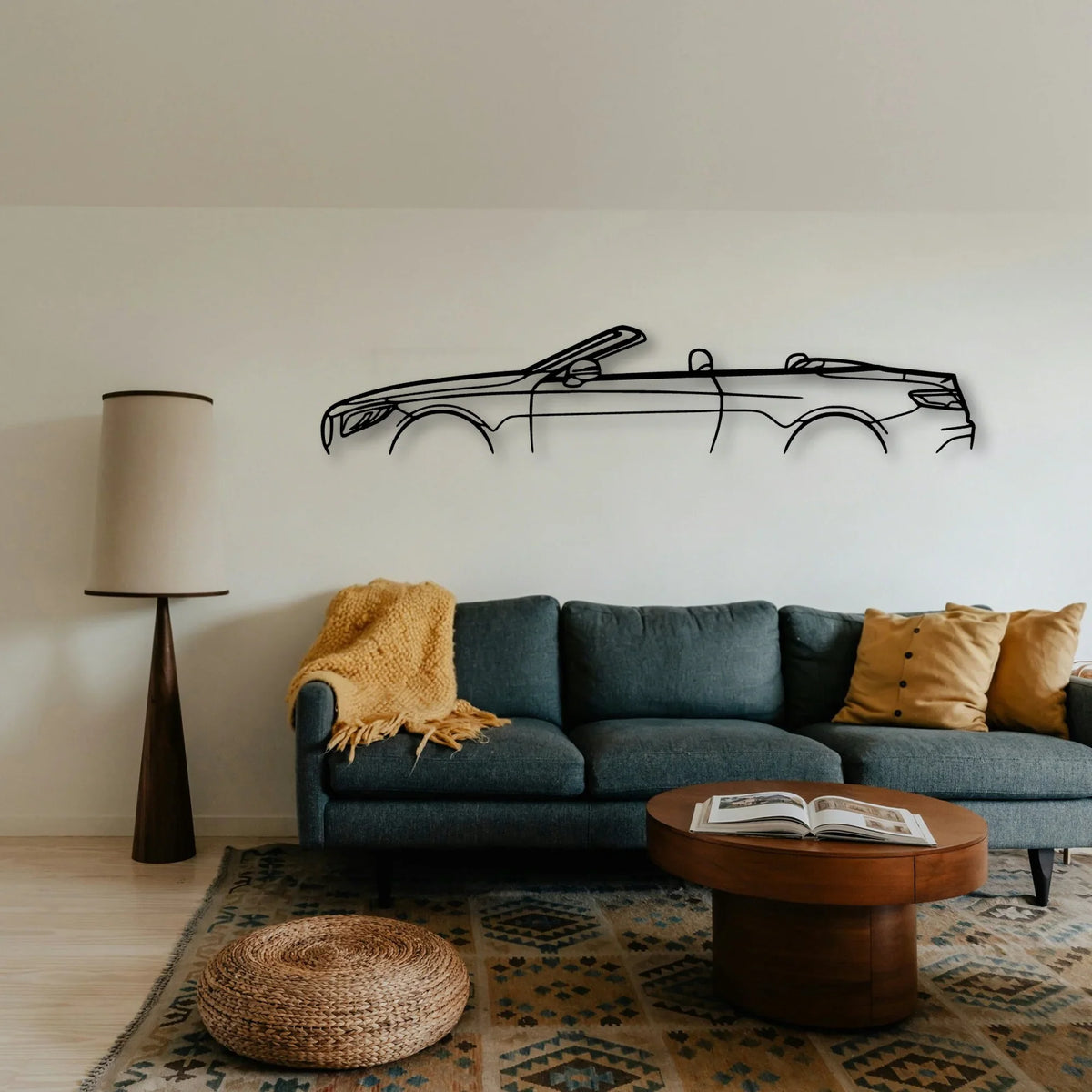 Mercedes S63 AMG Cabrio Classic Silhouette Metal Wall Art - Tinvibe