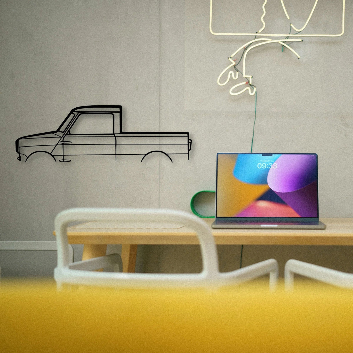 Mini Pickup Classic Silhouette Metal Wall Art - Tinvibe