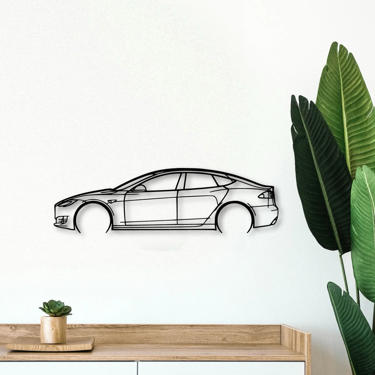Model S 2017 Classic Silhouette Metal Wall Art - Tinvibe