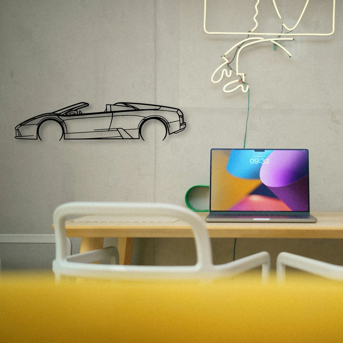 Murcielago Roadster 2008 Classic Silhouette Metal Wall Art - Tinvibe
