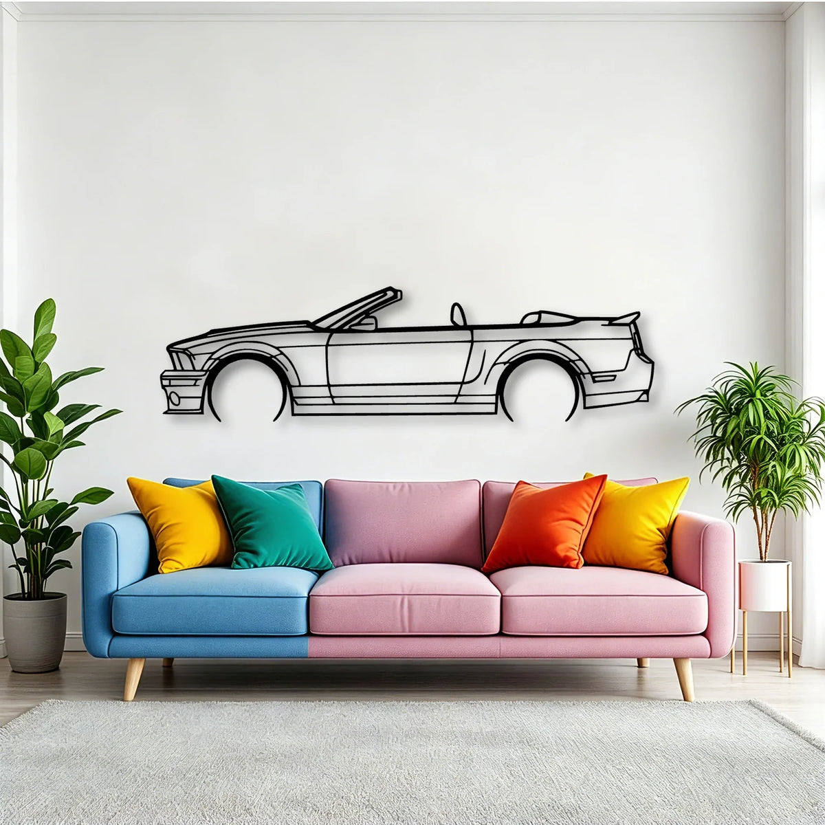 Mustang GT500 2008 Cabrio Classic Silhouette Metal Wall Art - Tinvibe