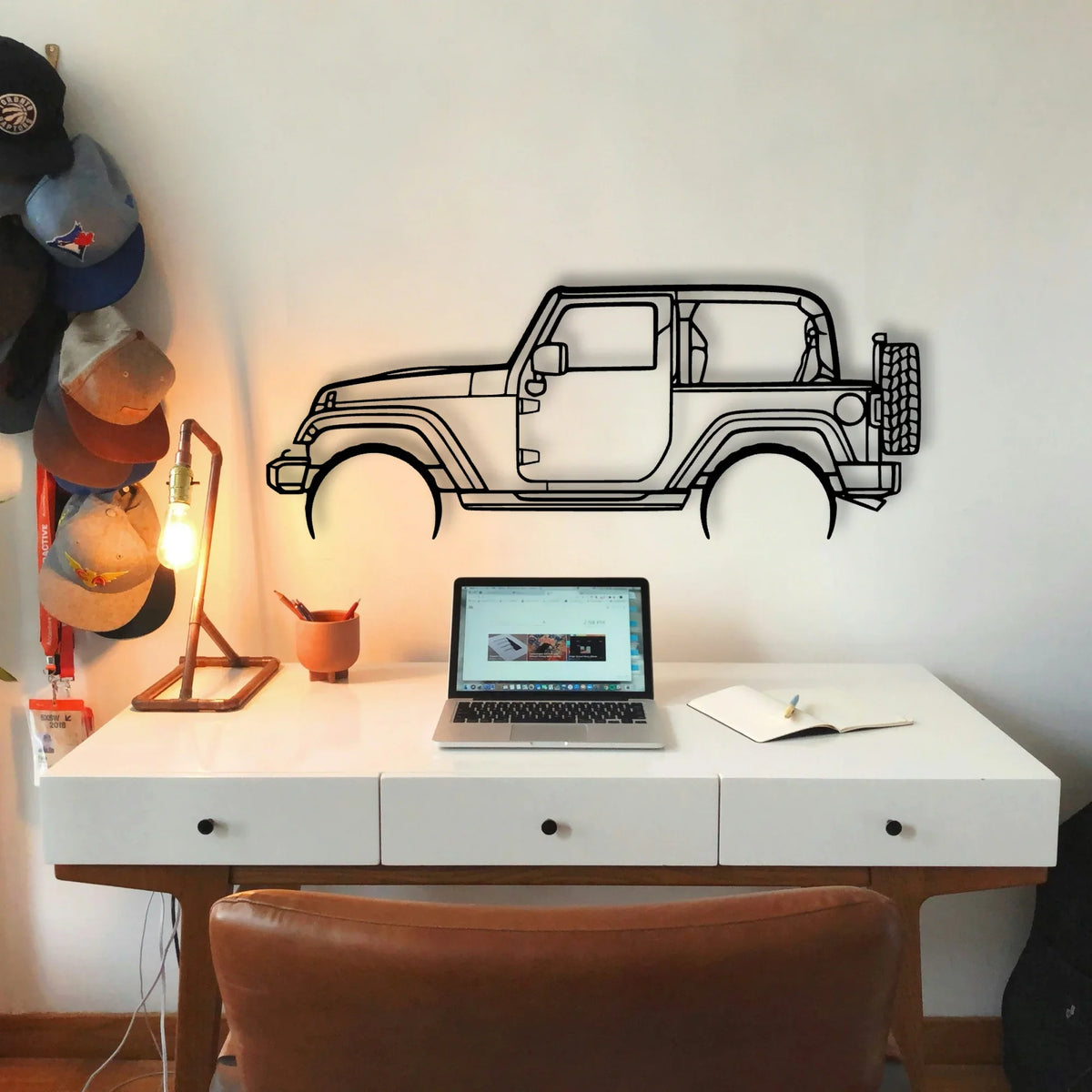Wrangler 2 Door Classic Silhouette Metal Wall Art - Tinvibe