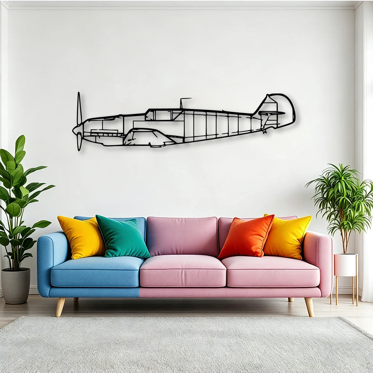 BF109 2 Classic Aircraft Silhouette Metal Wall Art - Tinvibe