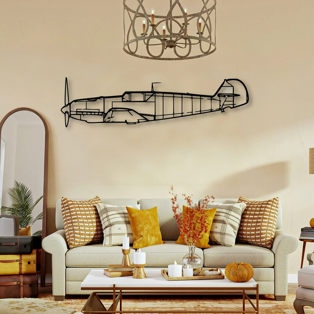 BF109 2 Classic Aircraft Silhouette Metal Wall Art - Tinvibe