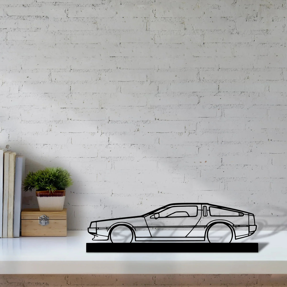 delorean Silhouette Metal Art Stand - Tinvibe