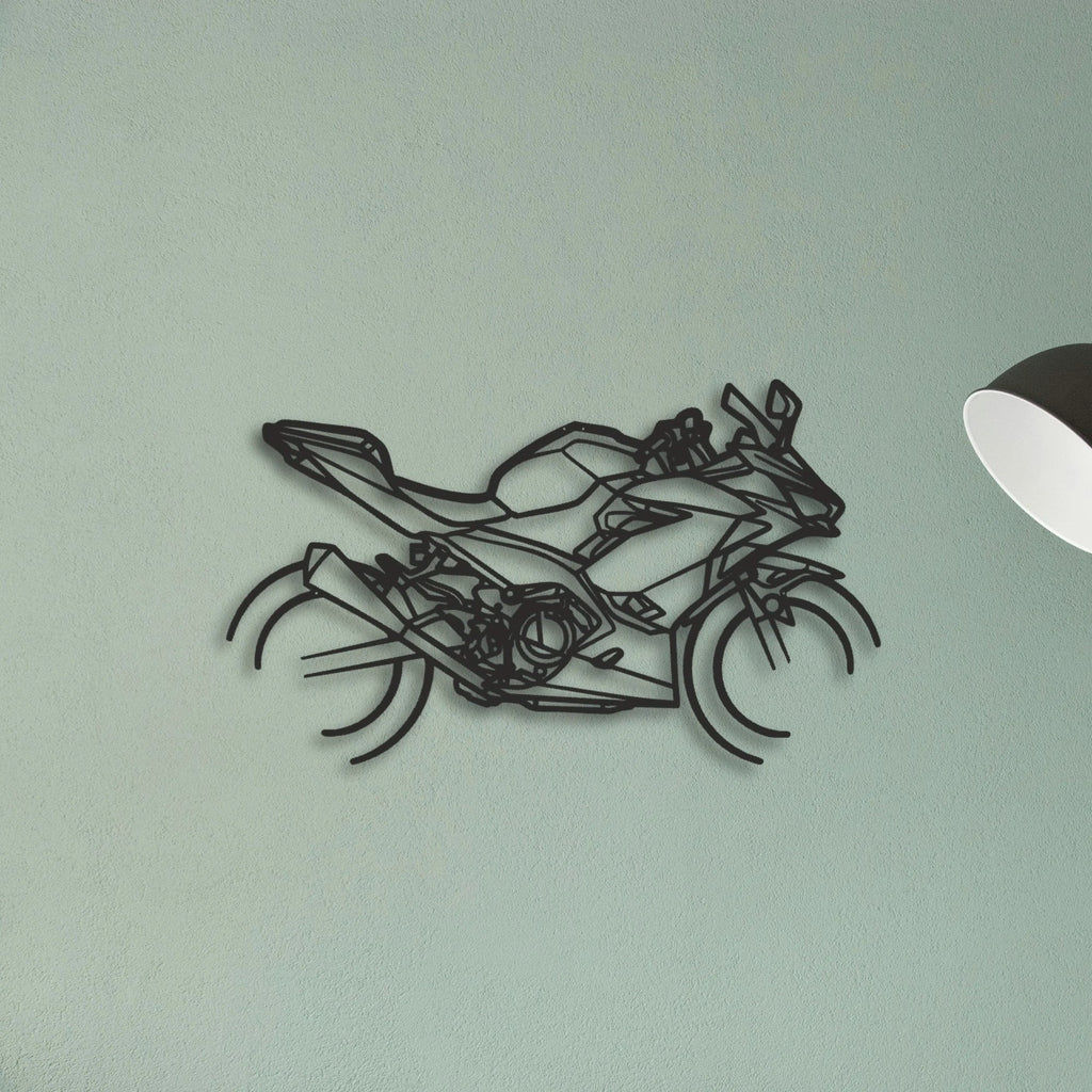 P4 2020 Kawasaki Ninja 400 2020 Kawasaki Ninja 400 Classic Motorcycle Silhouette Metal Wall Art - Tinvibe
