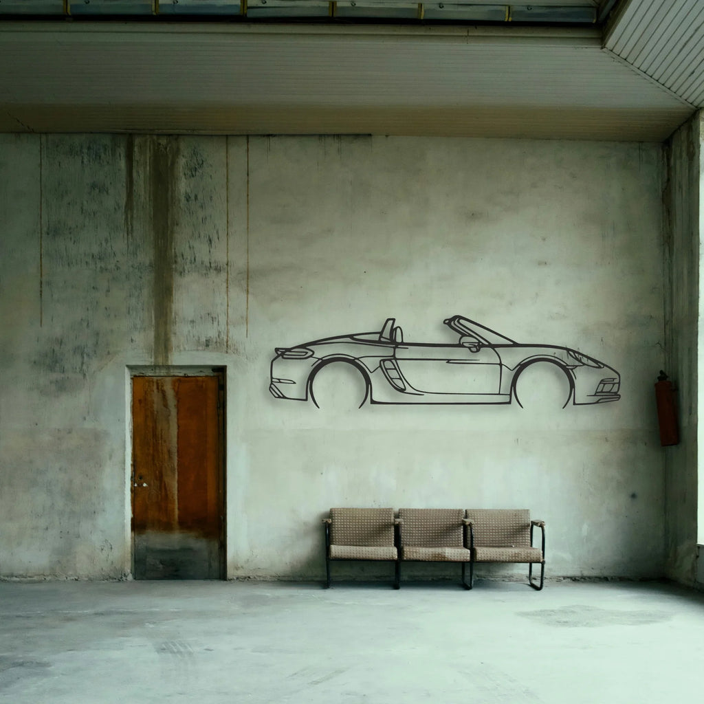 Porsche 718 Boxster GTS Classic Silhouette Metal Wall Art - Tinvibe
