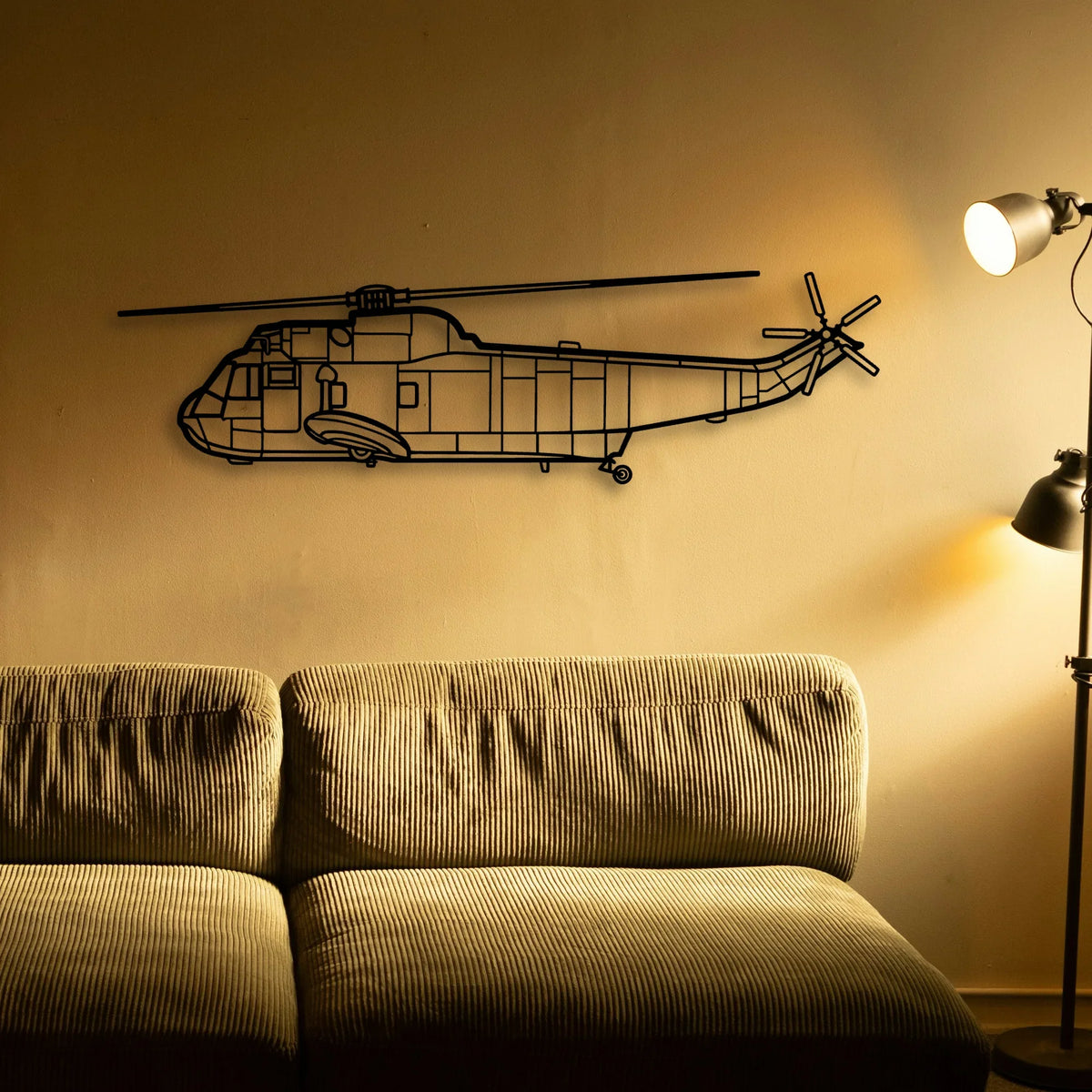 Sh 3 Sea King Classic Aircraft Silhouette Metal Wall Art - Tinvibe