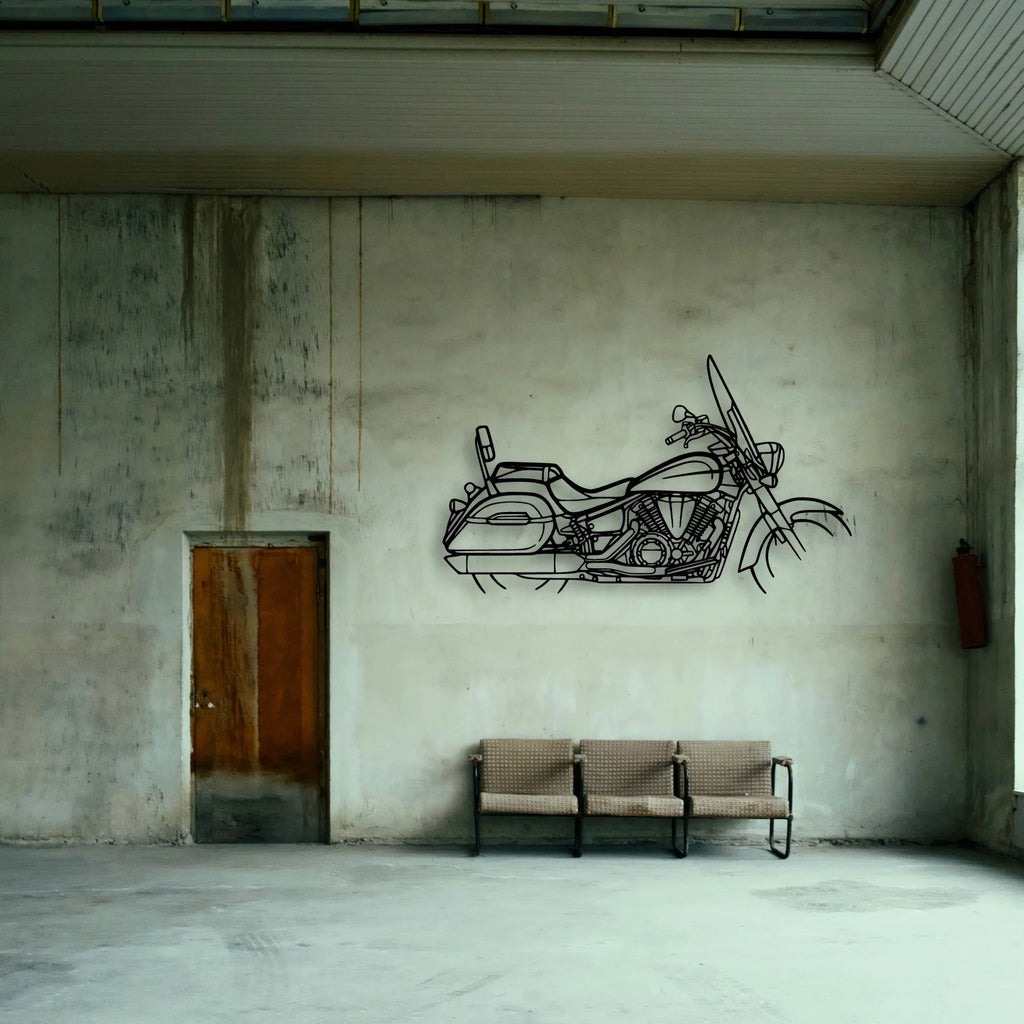 V Star 1300 Tourer Classic Motorcycle Silhouette Metal Wall Art - Tinvibe